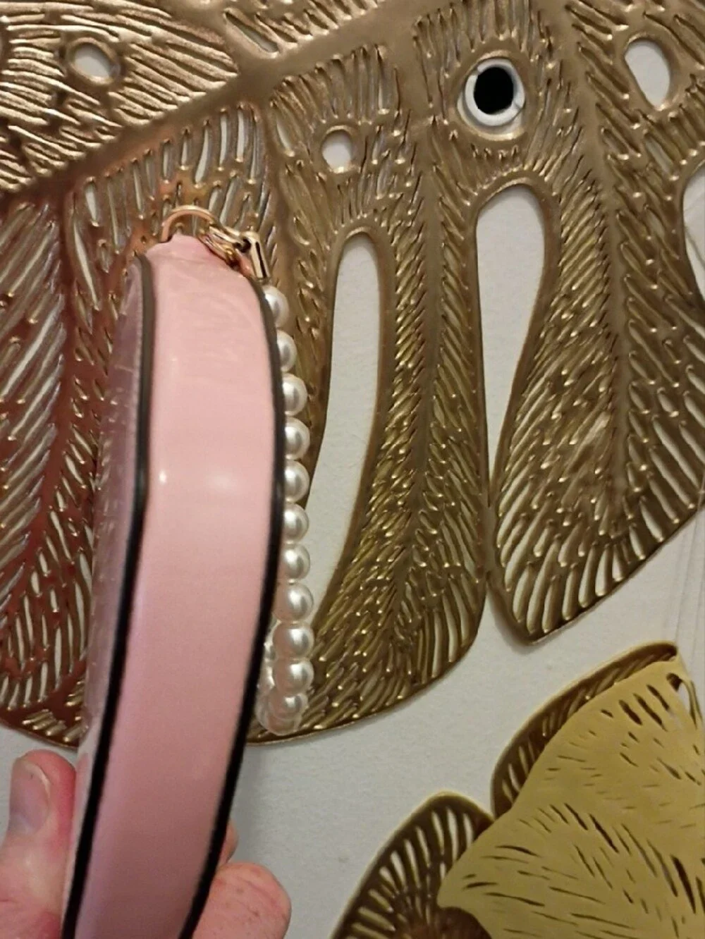 kate spade Pink Heart Wristlet with Pearl Strap